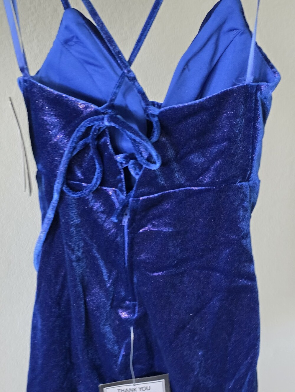 NWT Seni & Cade Royal Blue Velvet Bodycon Mini Dress Strappy XXS Party Club - Picture 10 of 11